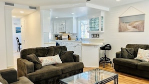 Smart TV, lareira, DVD player, livros