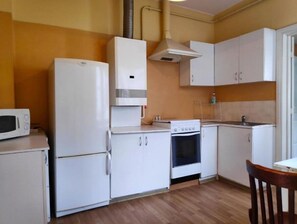 Fridge, microwave, electric kettle