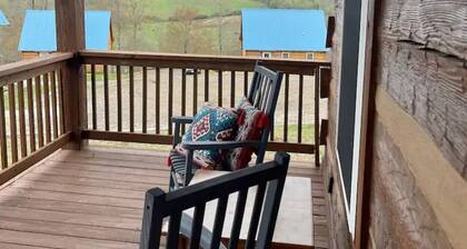 Blue Willow Cabin, high up on the hill with180 degree views.