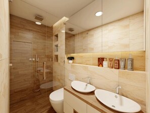 Dusche, Haartrockner, Handtücher