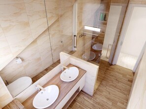 Dusche, Haartrockner, Handtücher