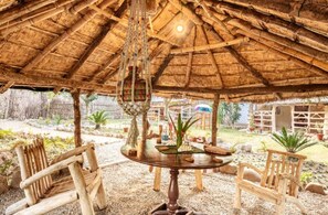 Outdoor dining - LA MUDHOUSE-Deluxe Room (Mohanpur Rautela)