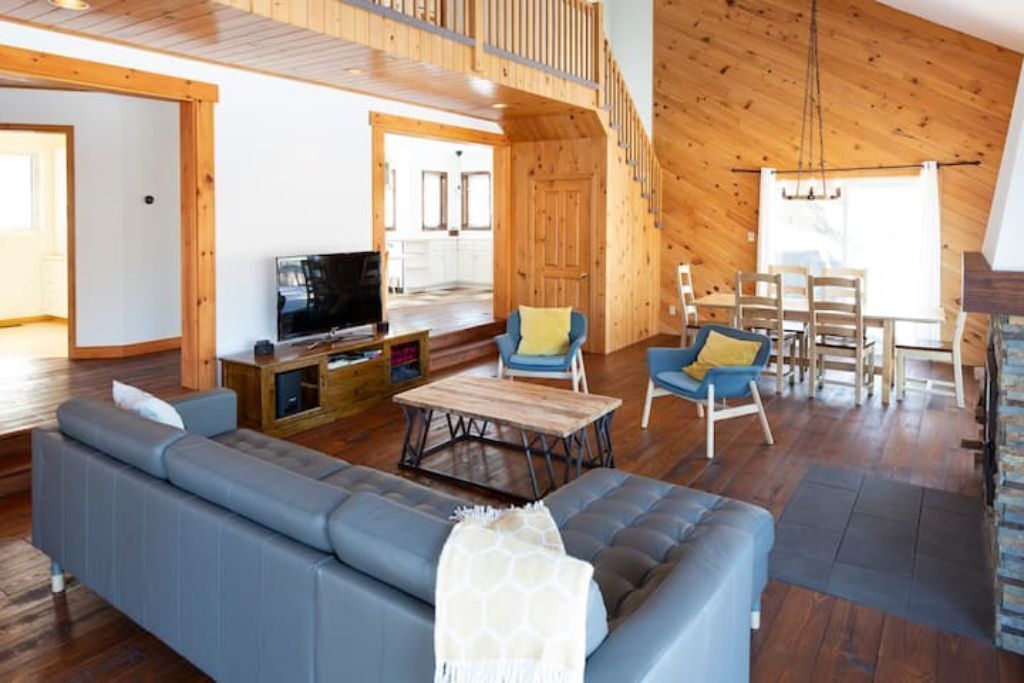 智能电视、壁炉、书、立体声音响