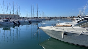 Un port de plaisance où sont amarrés de nombreux voiliers.