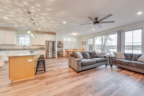 TV, fireplace, video library, stereo - Lakefront Burlington Vacation Rental: Dock + Beach (Burlington)