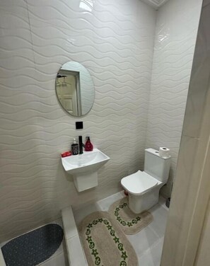 Shower, towels, soap, toilet paper - Stylish one bedroom apartment near labadi beach (Greater Accra Region)