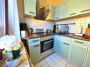 Private kitchen - Gemütliche Fewo mit Terrasse Netflix Parkplatz Weinbergeblick (Meißen)