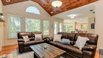 TV, fireplace, video games, table football