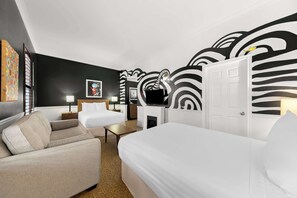 Suite, 2 Double Beds, Non Smoking | Desk, blackout curtains, iron/ironing board, bed sheets