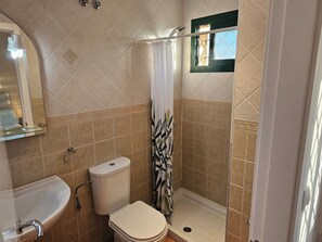 Ensemble baignoire-douche, séchoir à cheveux, serviettes fournies