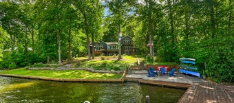 Dog-friendly lakefront home with dock, pool table, fireplace, grill, two kayaks