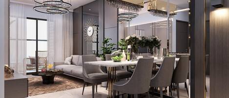 Apartamento, 2 quartos, sacada | Opções para refeição