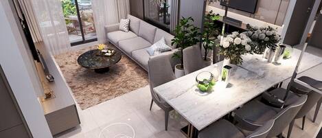 Apartment, 2 Schlafzimmer, Balkon | Speisen