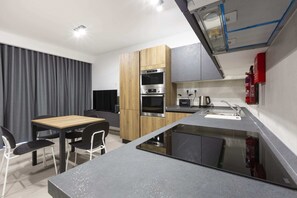 Basic-Apartment, 1 Doppelbett und Schlafsofa | Eigene Küche | Kühlschrank, Mikrowelle, Ofen, Herdplatte