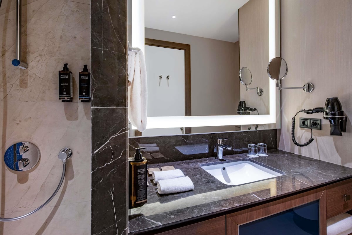 In-room safe, desk, laptop workspace, blackout curtains