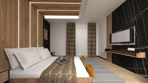 Rom – deluxe | 1 soverom, skrivebord, skrivebord for bærbar PC og wi-fi (inkludert)