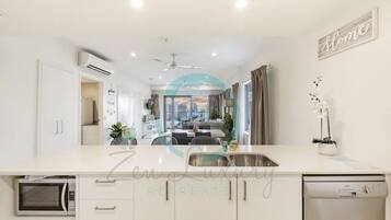 Exclusive Condo | Private kitchen | Fridge, microwave, oven, stovetop