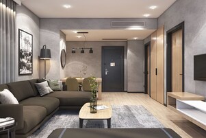 Suite, Non Smoking, Corner | Living area | 40-inch LCD TV with satellite channels