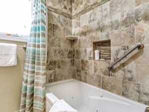 Bathtub, jetted bath, hair dryer