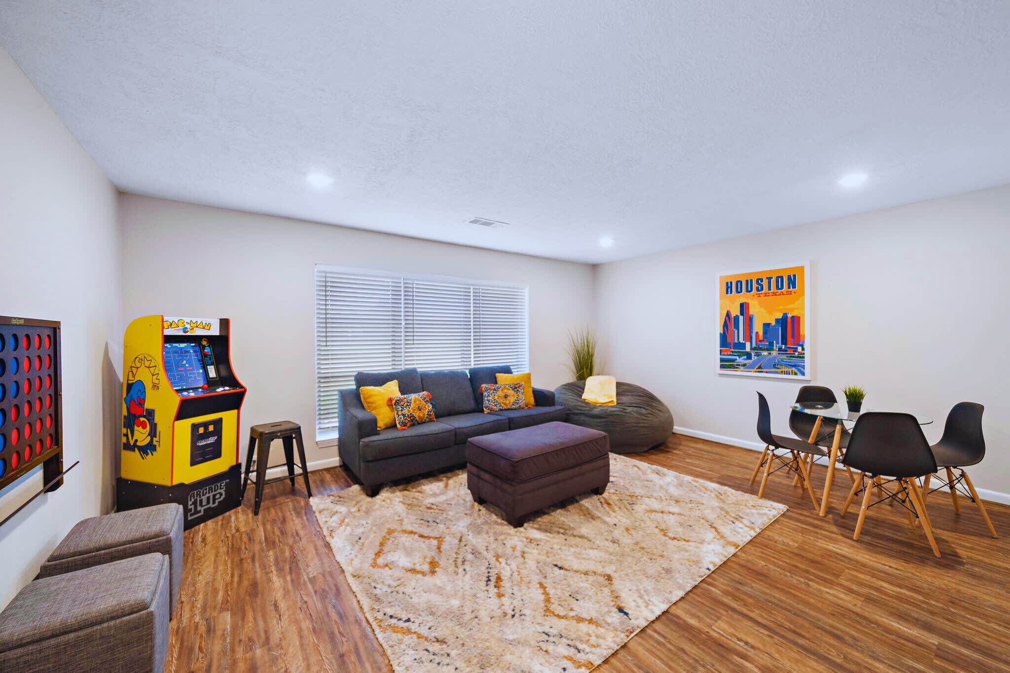 TV, video games, ping pong, offices