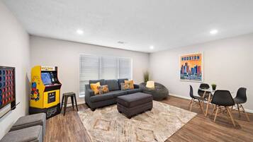 TV, video games, ping pong, offices