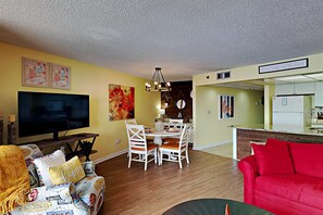 Condo, Multiple Beds, Balcony, Ocean View (#805) | Living area | TV - Edgewater Tower III #805 by Resort Collection (Panama City Beach)