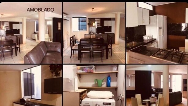 A modern apartment with a living room, dining area, kitchen, and laundry room. - 3 bedroom apartment in los olivos (Los Olivos)
