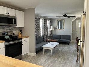 Fridge, microwave, oven, toaster