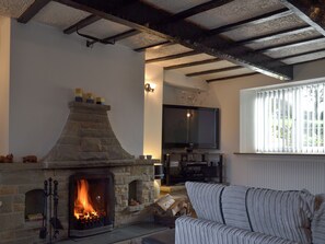 TV, fireplace - 2 bedroom accommodation in Old Whittington, near Chesterfield (Old Whittington, near Chesterfield)