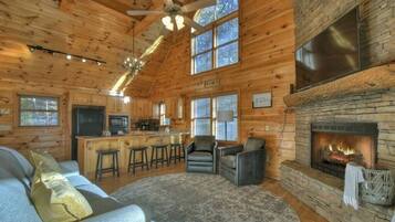 TV, fireplace, offices