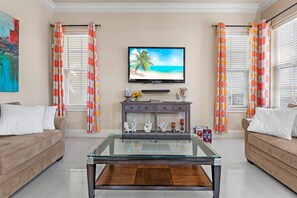 House, Multiple Beds, Hot Tub, Ocean View (4BR 4BA - (10)) | Living area | 40-inch flat-screen TV with cable channels, TV - Villa Lago 1883 (Miramar Beach)