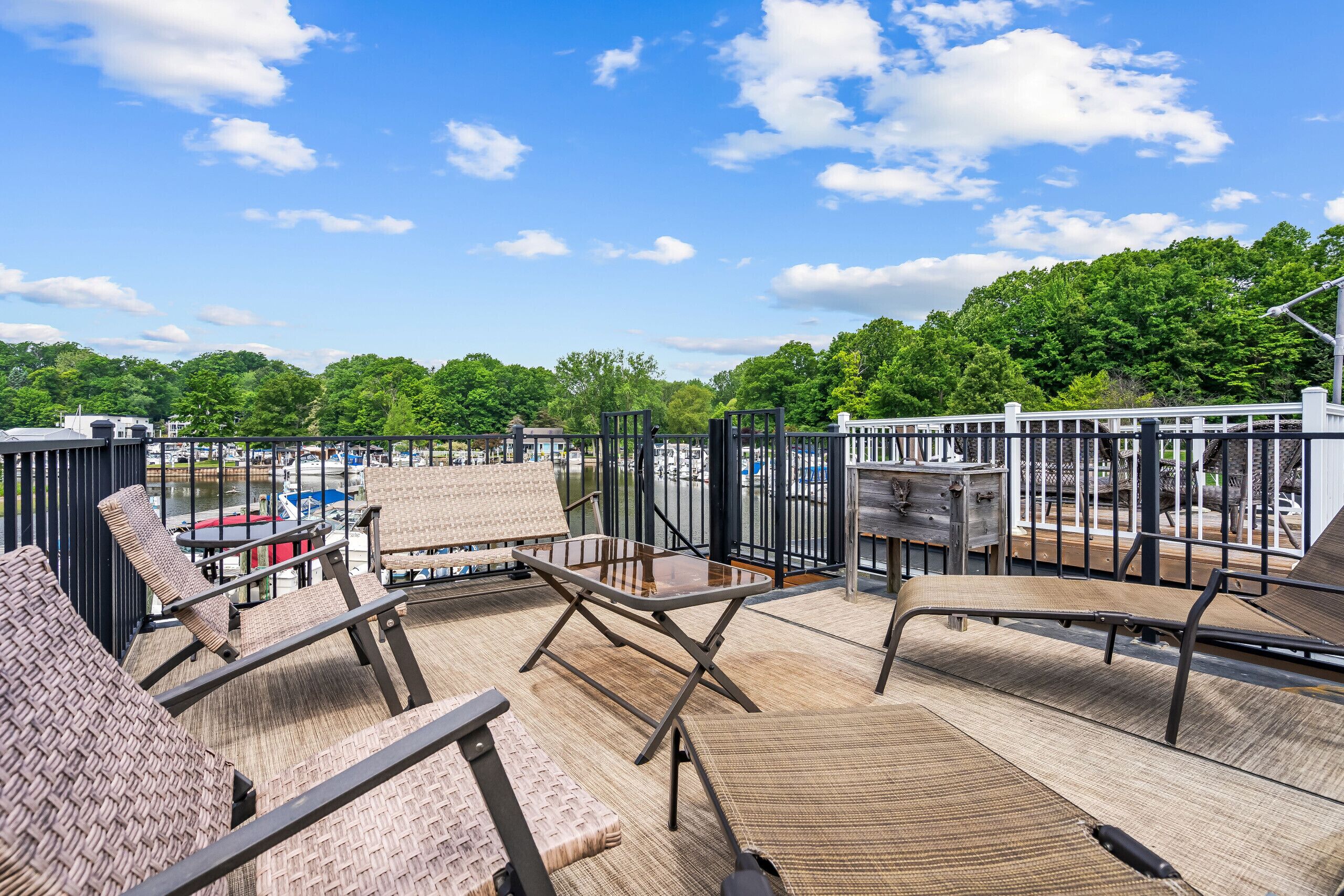 Lounge in the sun on Shoreside Haven's rooftop deck