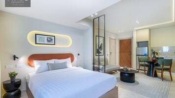 Superior-studio | 1 makuuhuone, tallelokero huoneessa, pimennysverhot, äänieristys