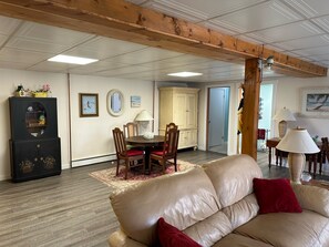 Smart TV, DVD player, books, video library