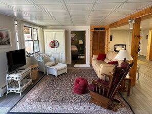 Smart TV, DVD player, books, video library