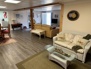 Smart TV, DVD player, books, video library