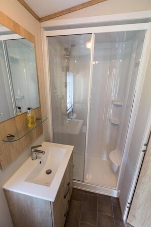 Mobile Home Deluxe, salle de bains privée, vue lac | Salle de bain