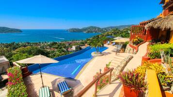 Piscine extérieure, piscine à débordement