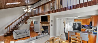 Little blue house on the lake