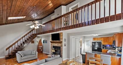 Little blue house on the lake