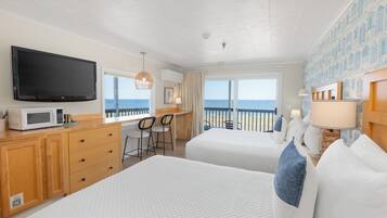 Oceanfront Studio- Two Doubles | In-room safe, iron/ironing board, cribs/infant beds, rollaway beds