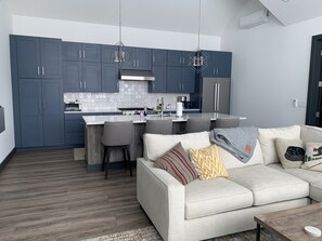 Smart TV, fireplace, stereo