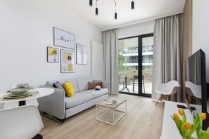 Apartment, 1 Bedroom, Terrace, Beachside | 1 bedroom, bed sheets - Shellter Apartment by Renters Prestige (Trzebiatow)