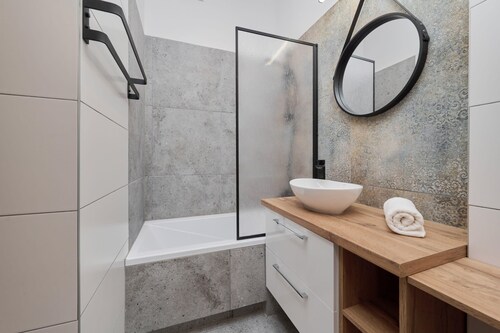 Stylish Apartment in Wroclaw | Balcony and Workspace