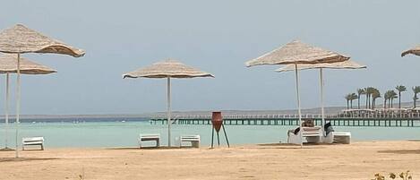 Sun loungers, beach towels