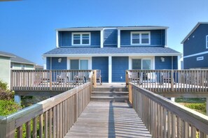 Terrace/patio - Spacious Codfather Whole House in Oak Island, oceanfront, sleeps 16. (Oak Island)