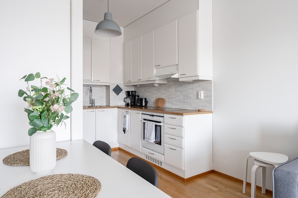 Premium Apartment | Private kitchen | Full-sized fridge, microwave, oven, stovetop