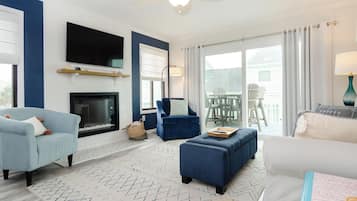 Een smart-tv en een open haard