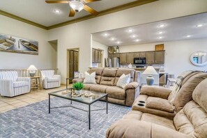 TV, fireplace, video games, DVD player