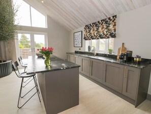 Fridge, dishwasher, electric kettle, toaster